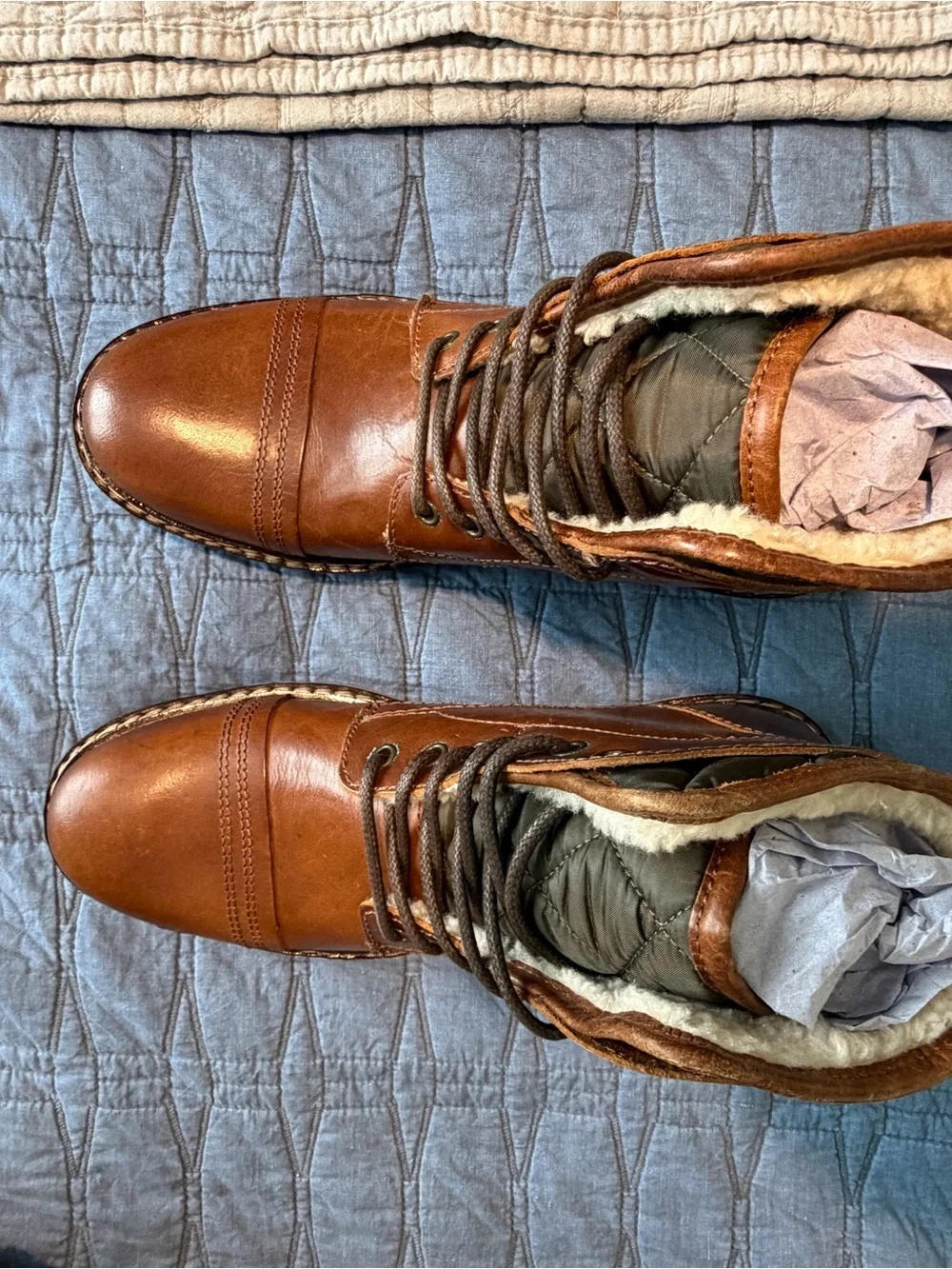 Crown Vintage Men's Chestnut Brown (Cognac) Leather Lace-Up Boots